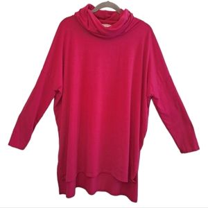 Zenana Pink Cowl Neck Dolman Sleeve Loungewear Long Sleeved Tunic Size Large